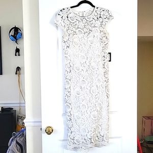Maria white silver lace dress size 8